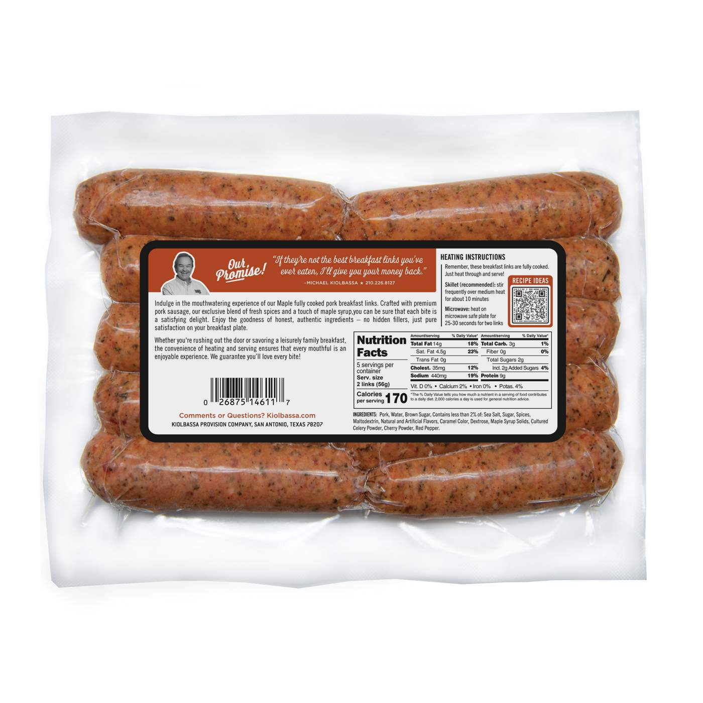 Kiolbassa Maple Fully Cooked Pork Breakfast Links; image 2 of 2