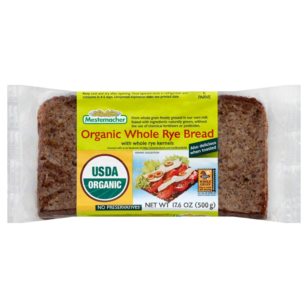 Mestemacher Organic Whole Rye Bread, 17.6 oz | Central Market - Really ...