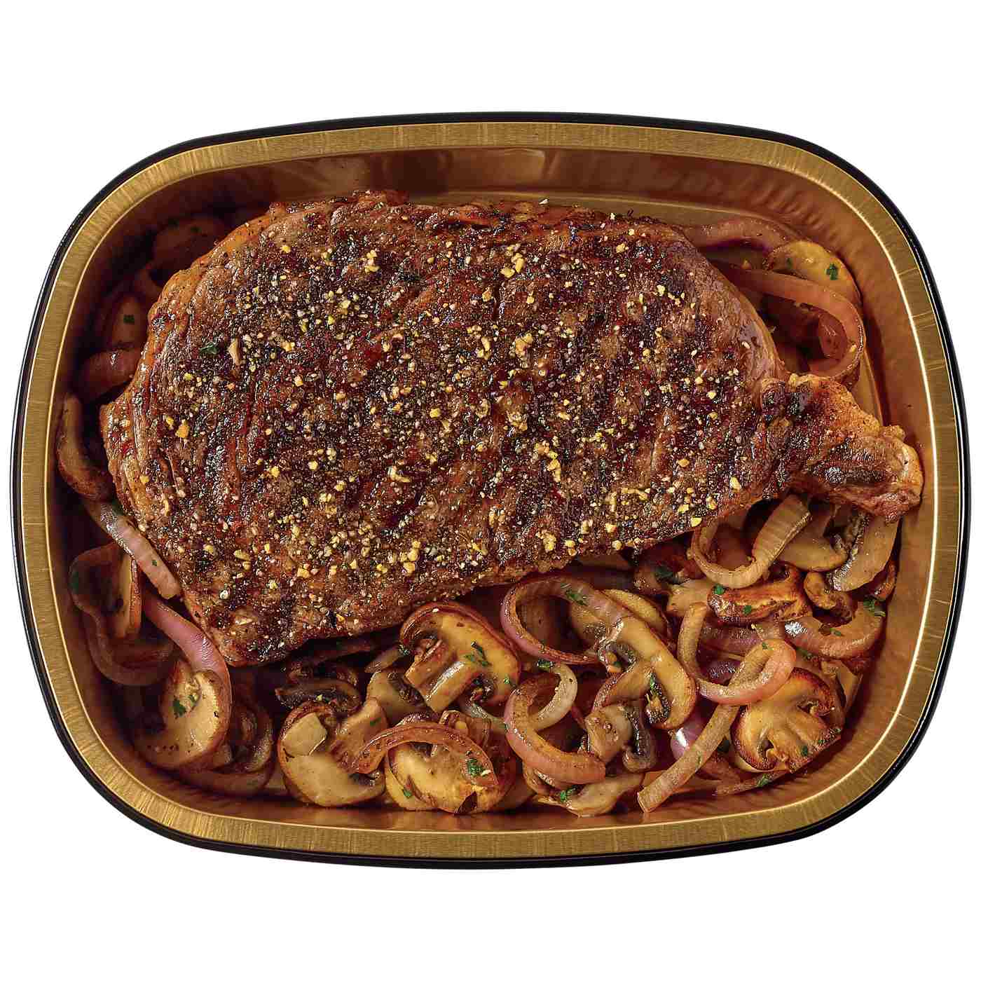 Meal Simple by H-E-B Raider Red-Seasoned Ribeye Steak with Mushrooms & Onions - USDA Choice; image 1 of 4