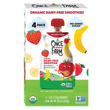 Once Upon a Farm Organic Dairy Free Smoothie Pouches - Strawberry Banana Swirl