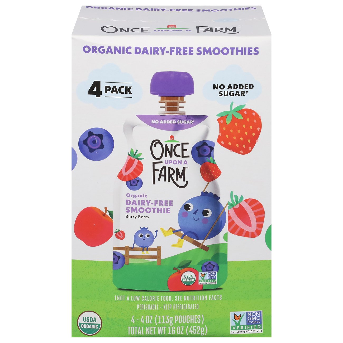 Once Upon a Farm Organic Smoothie Pouches - Berry Berry, 4 ct