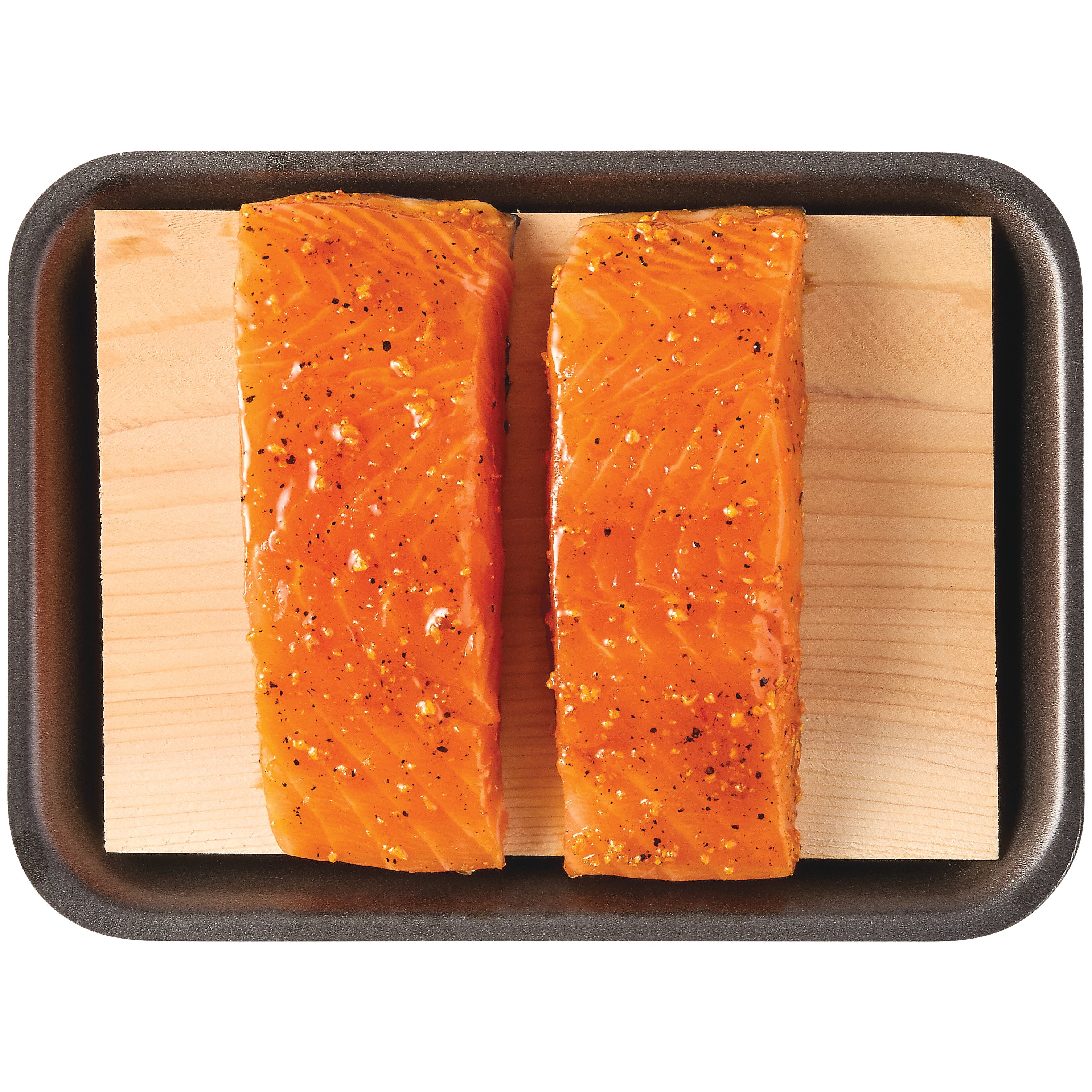 H-E-B Fish Market Fresh Marinated Atlantic Salmon on Cedar Plank - Orange Sauce, Avg. 0.78 lb