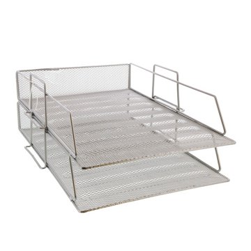 Simplify Silver Mesh Metal Double Tray