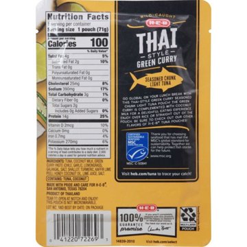 H-E-B Wild Caught Seasoned Chunk Light Tuna Pouch - Thai-Style Green Curry