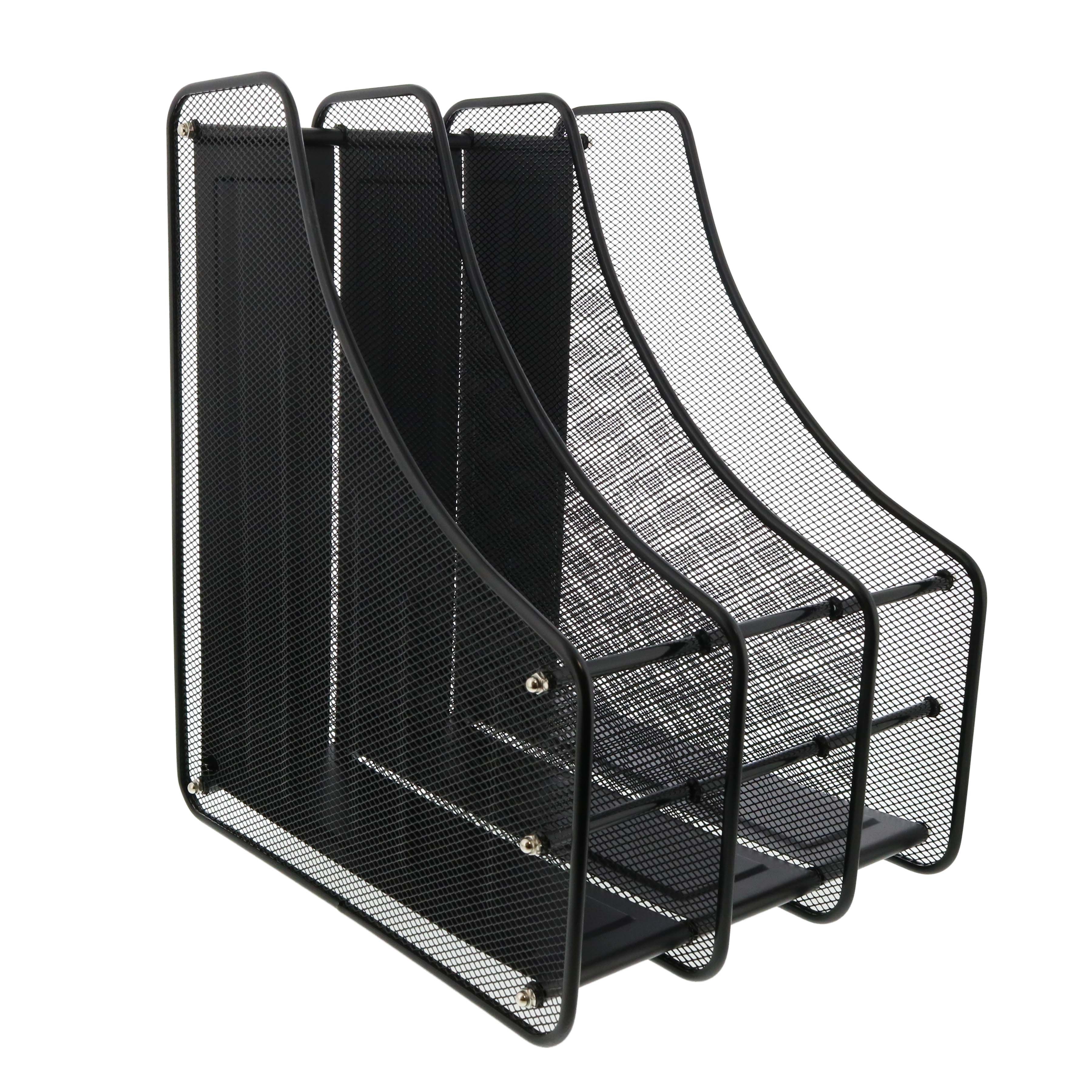 Simplify Black 3-Compartment Magazine Holder - Shop Desktop