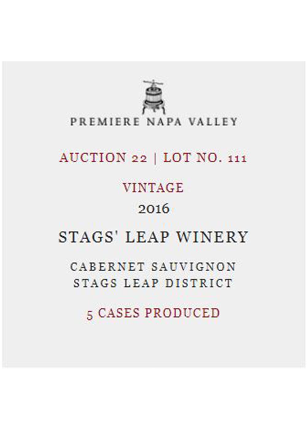 Premier Napa Valley Stag's Leap Winery 2016 Cabernet Sauvignon, Lot No. 111; image 2 of 2