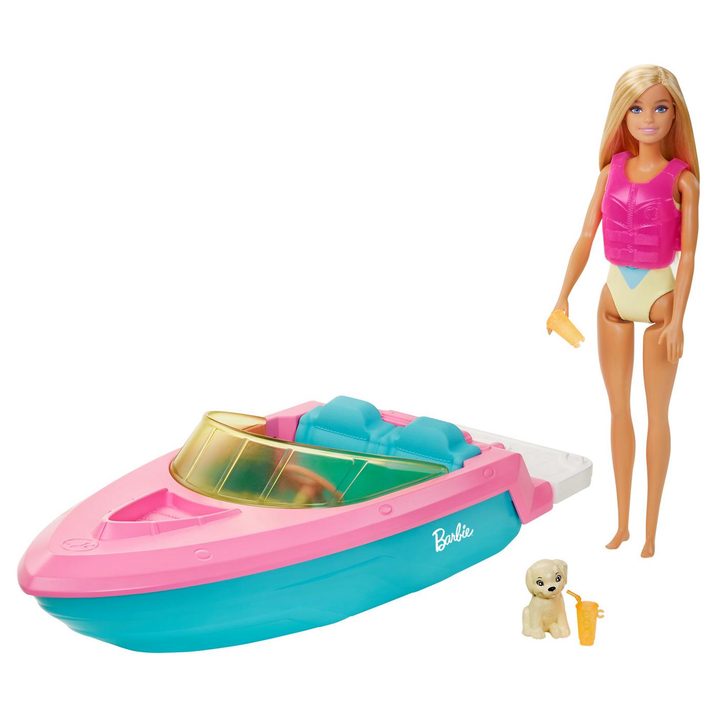Barbie Fashion Doll & Boat with Puppy; image 1 of 2