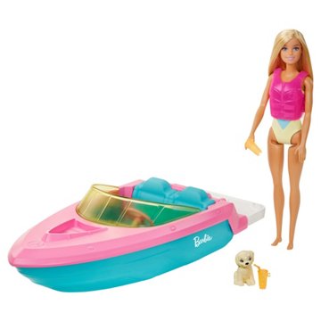 Barbie Fashion Doll & Boat with Puppy