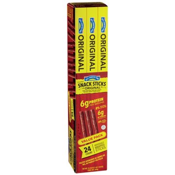Hill Country Fare 6g Protein Smoked Meat Snack Sticks Value Pack - Original, 24 ct