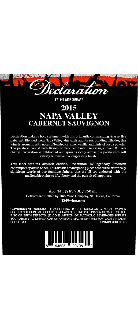 1849 Wine Co. DECLARATION Cabernet Sauvignon, Napa Valley; image 2 of 3