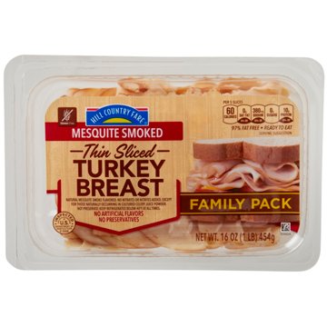 Hill Country Fare Thin Sliced Mesquite-Smoked Turkey Breast Lunch Meat - Family Pack