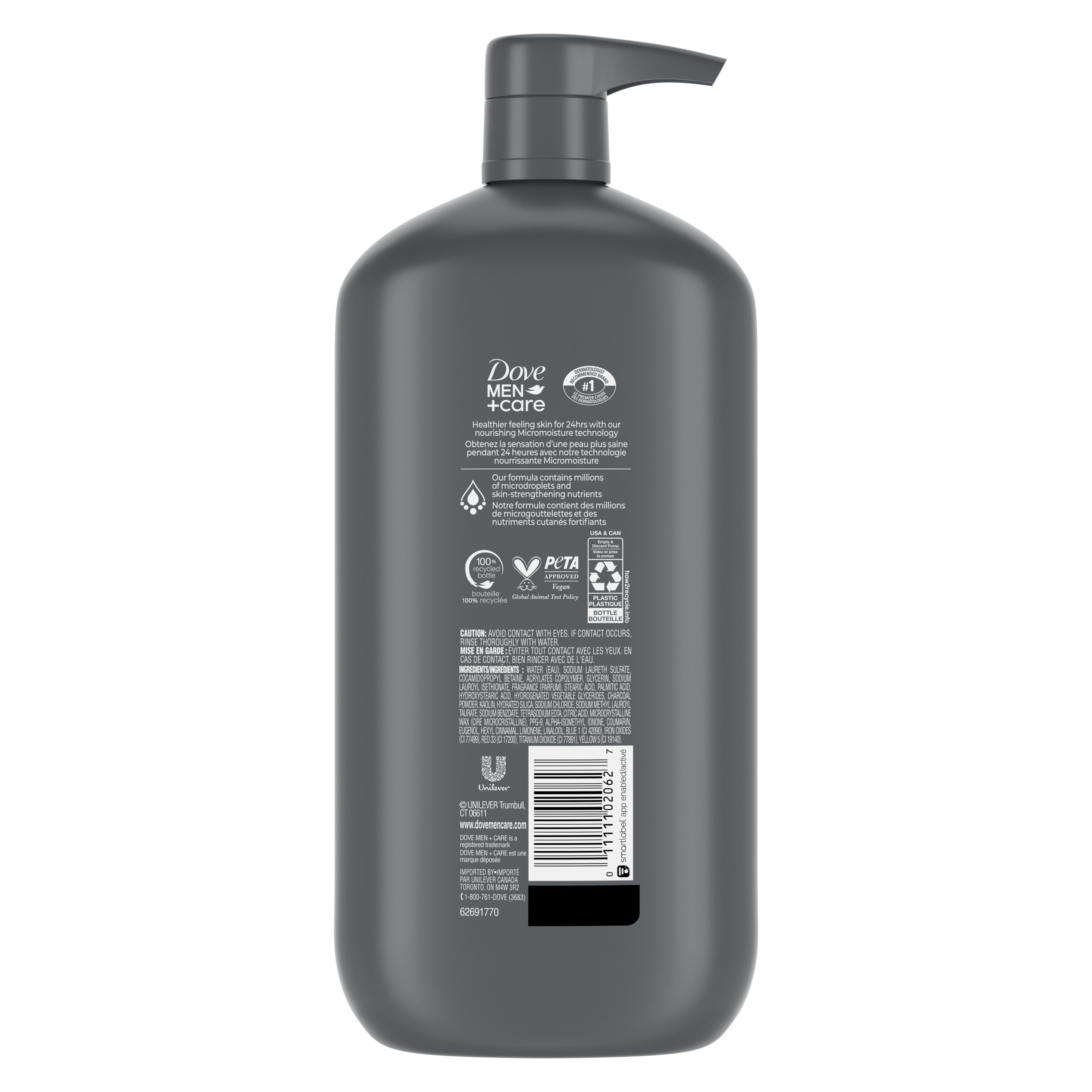 Dove Men+Care Elements Charcoal+Clay Micro Moisture Body And Face Wash -  Shower Gel