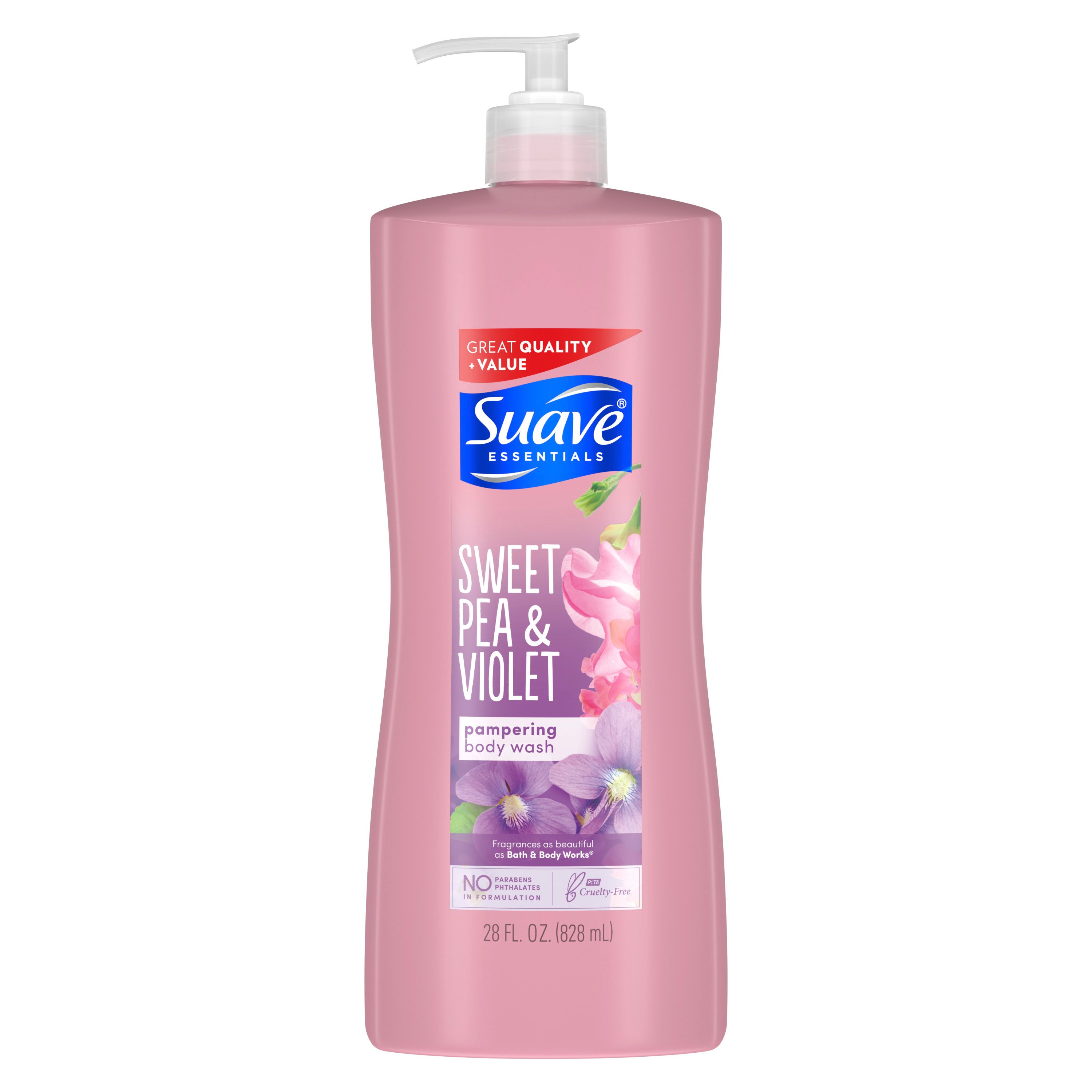 Suave Essentials Sweet Pea & Violet Pampering Body Wash Shop Bath