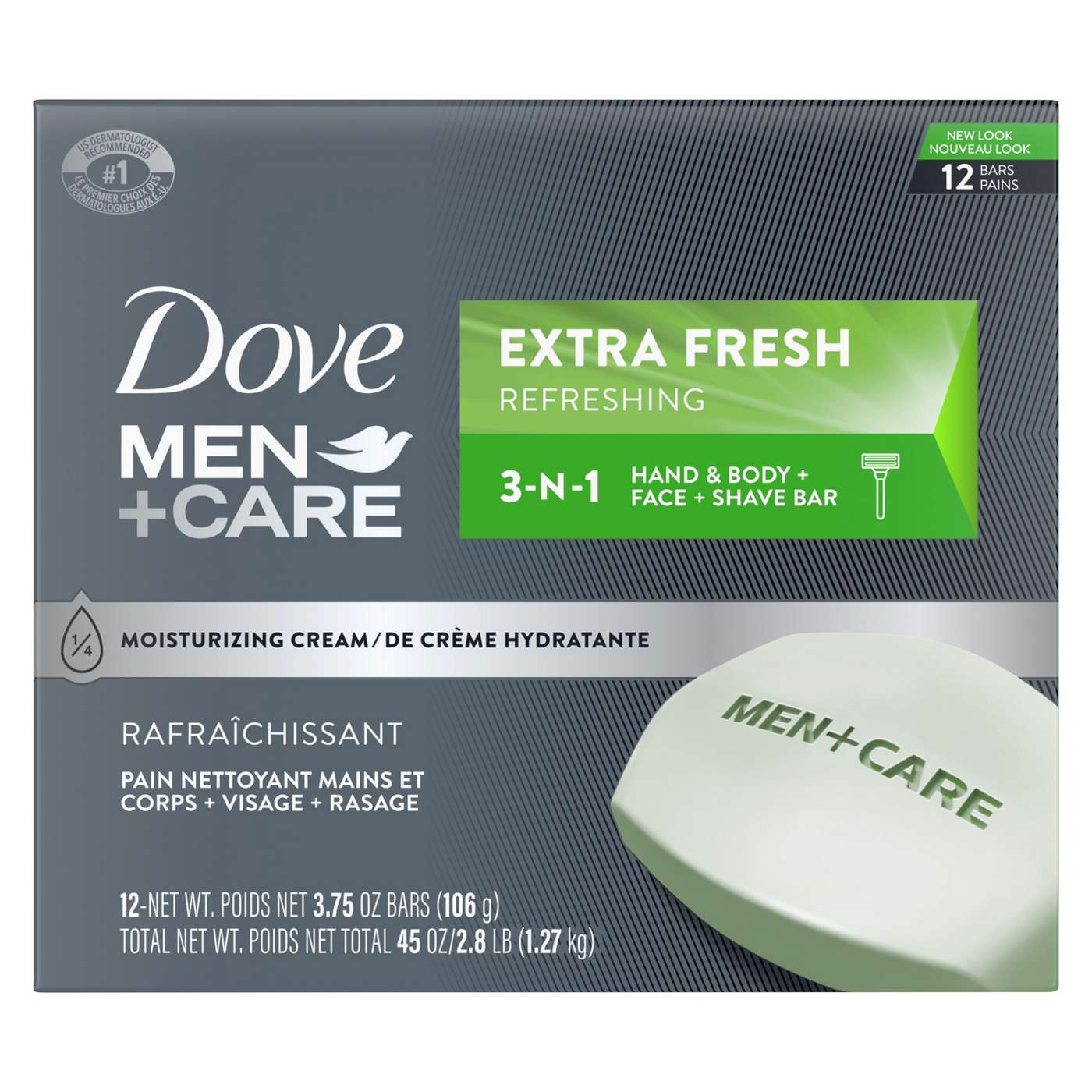 Dove Men+Care Bar 3 in 1 Cleanser for Body, Face, and Shaving Extra Fresh; image 1 of 2