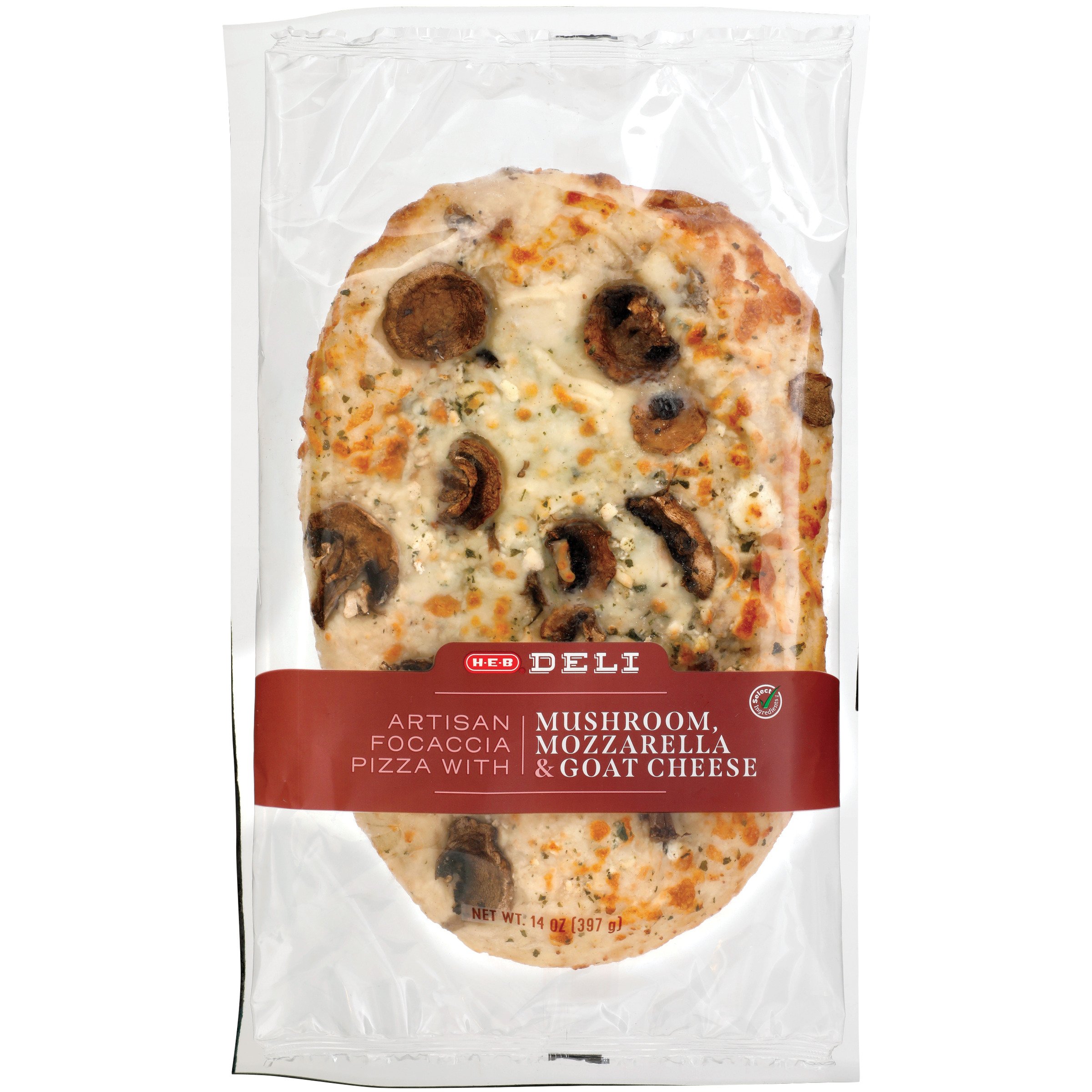 H-E-B Deli Artisan Focaccia Pizza - Mushroom, Mozzarella & Goat Cheese ...