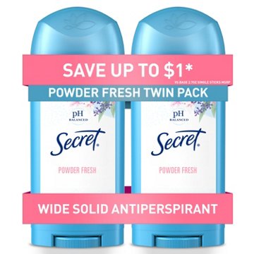 Secret 24 Hr Invisible Solid Antiperspirant Deodorant - Powder Fresh, 2 pk