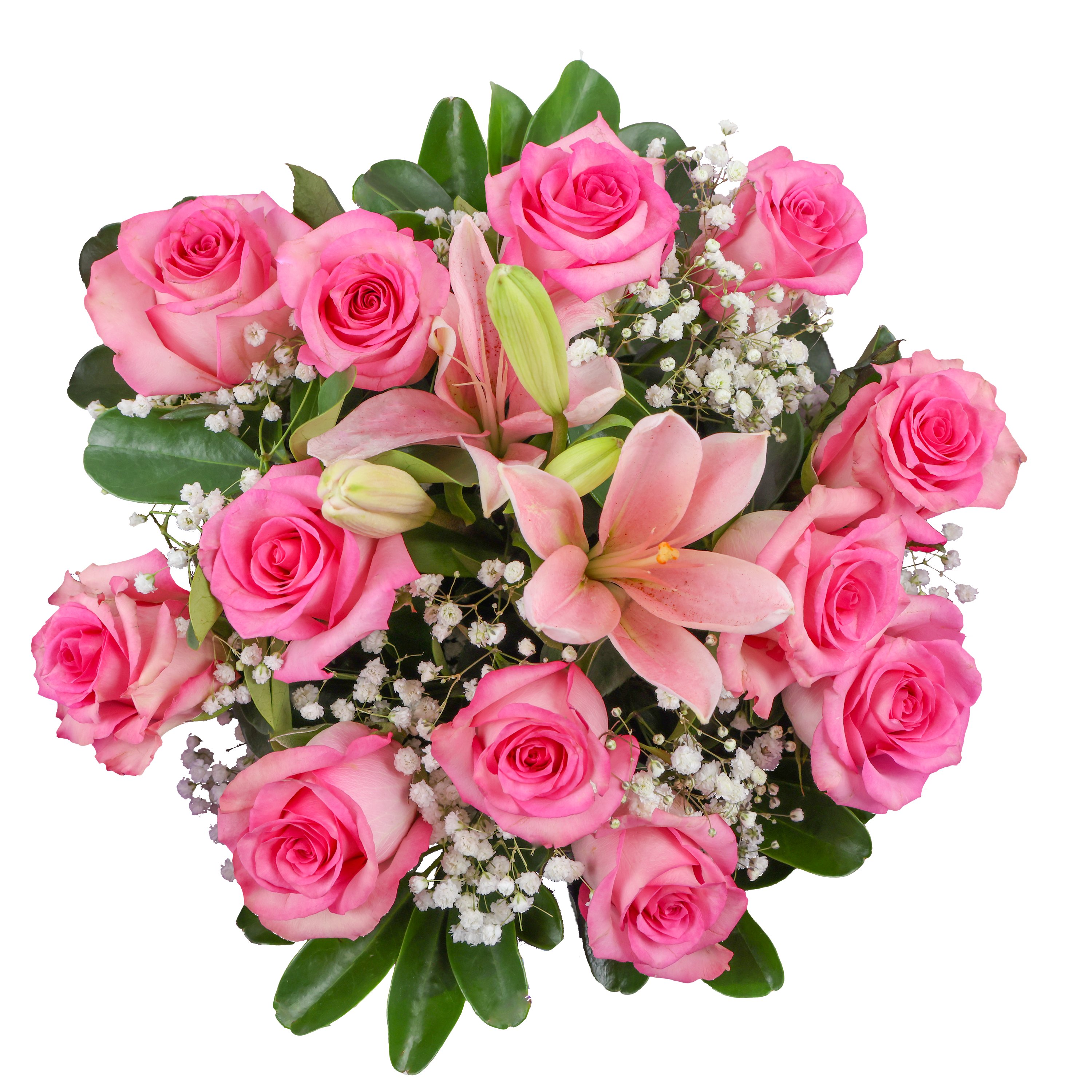 BLOOMS By H-E-B Luxury Dozen Roses & Lilies Flower Bouquet - Shop ...