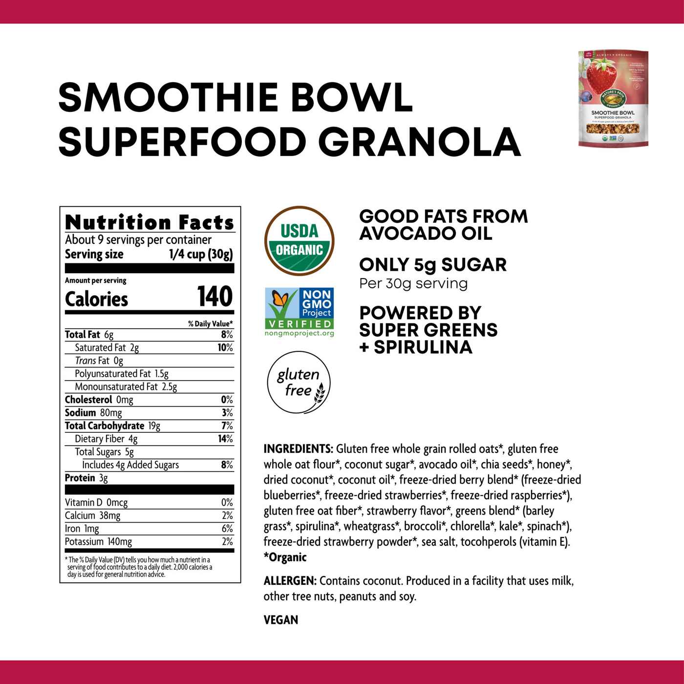 Nature's Path Smoothie Bowl Superfood Granola; image 2 of 5