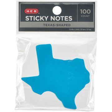 H-E-B Texas Shaped Sticky Notes, 100 ct, 3.14" x 3.14"