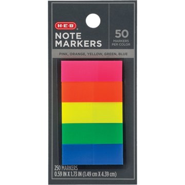H-E-B Medium Note Markers - Neon, 250 ct