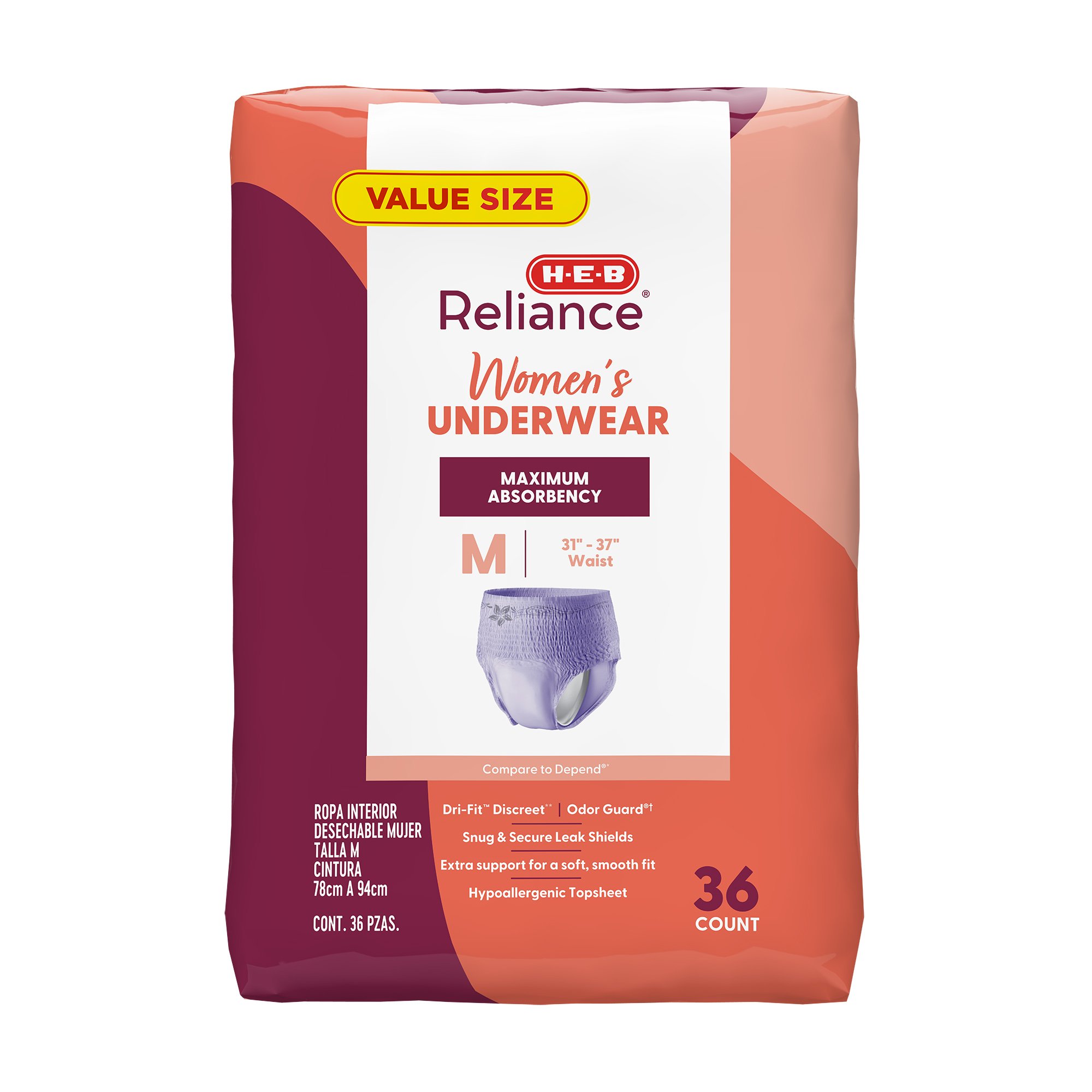 HEB Reliance Women's Underwear Medium Shop Incontinence at HEB