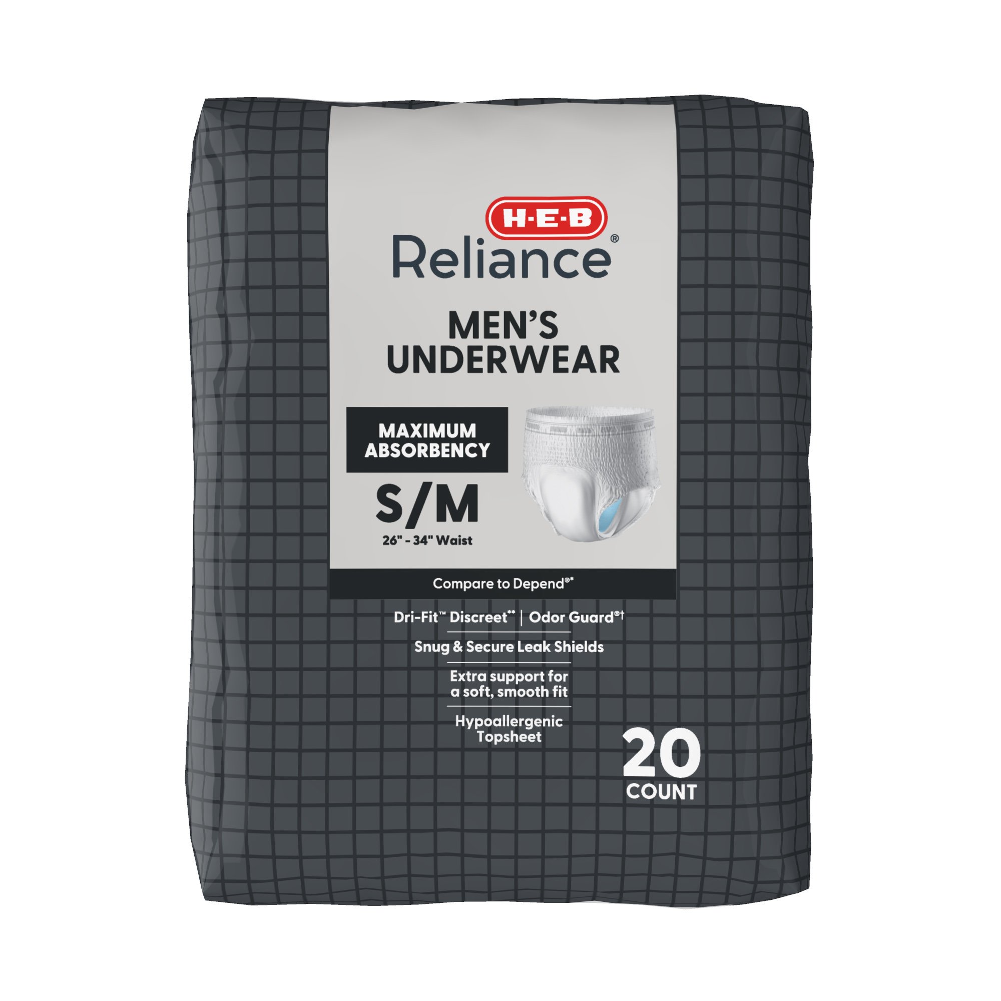 H-E-B Reliance Men's Underwear Small/Medium - Shop Incontinence At H-E-B