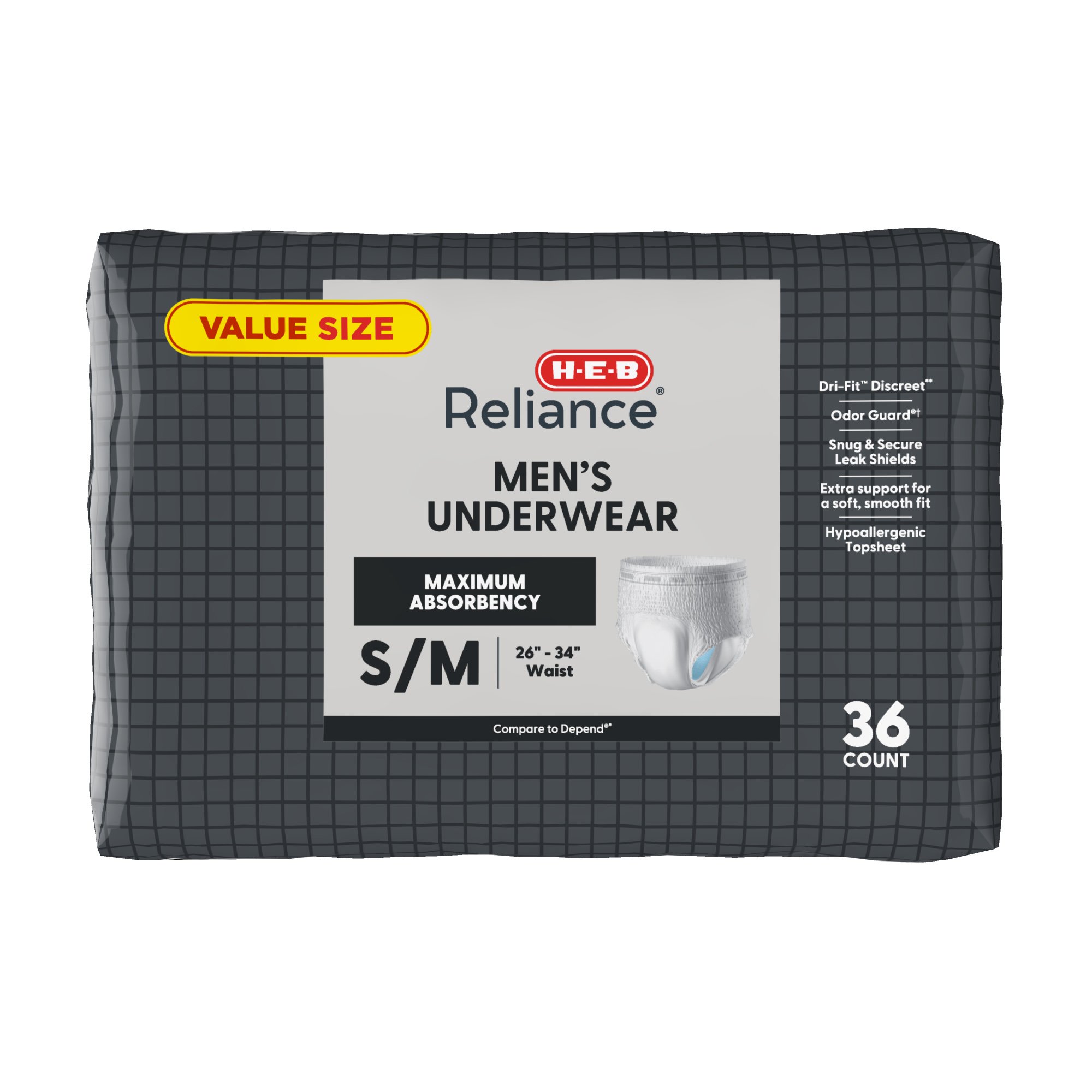 H-E-B Reliance Men's Underwear Small/Medium Value Size - Shop