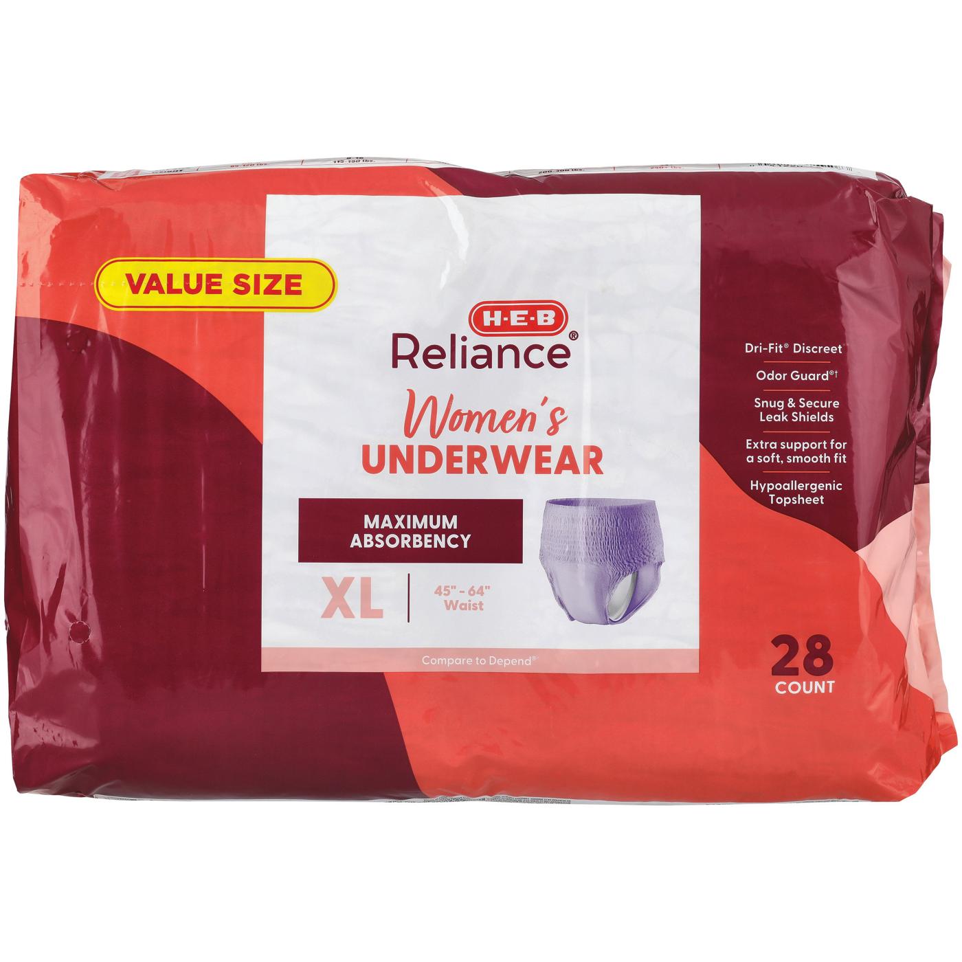 HEB Reliance Women's Underwear XL Shop Incontinence at HEB