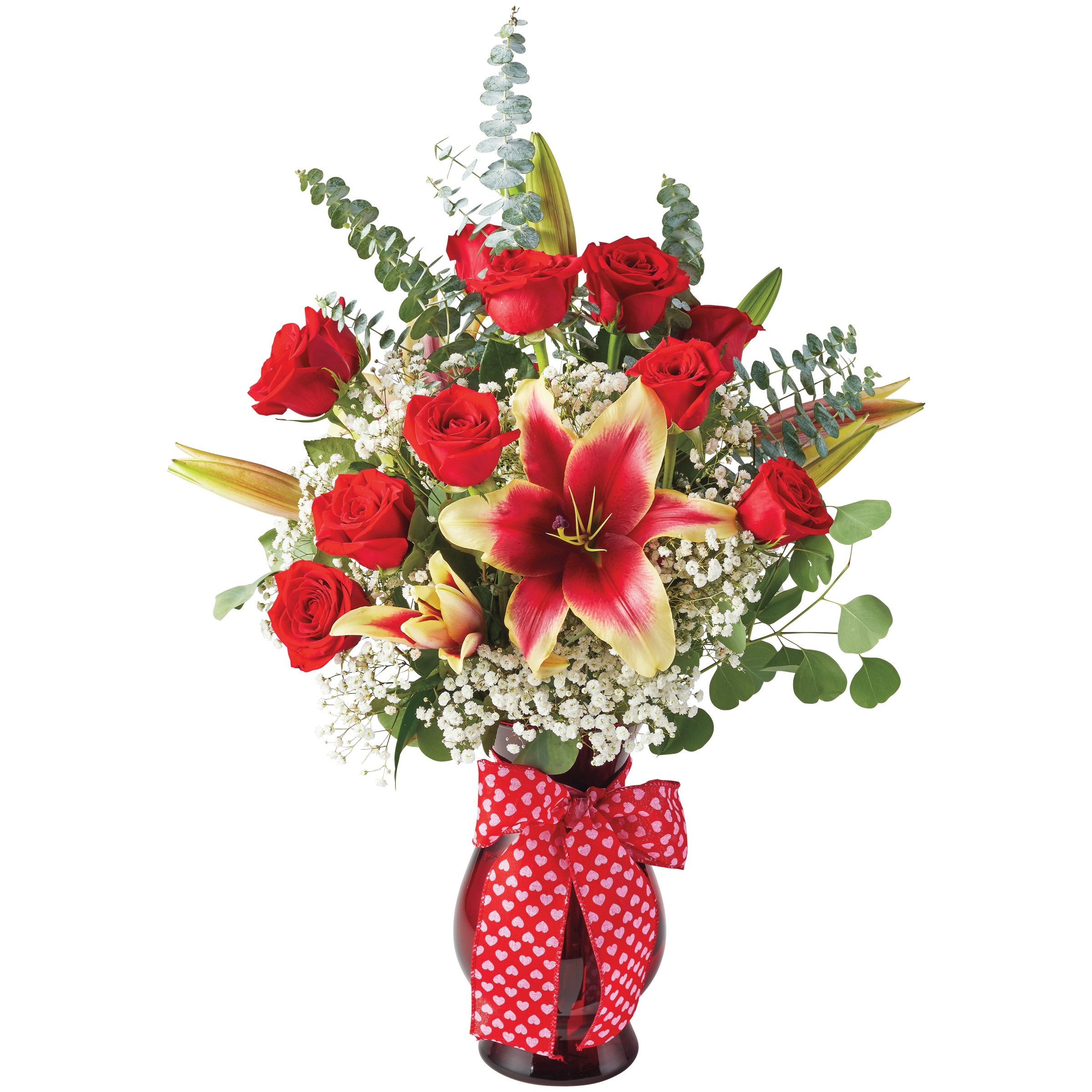 BLOOMS by HEB Designer Dozen Roses & Lilies Flower Arrangement Shop