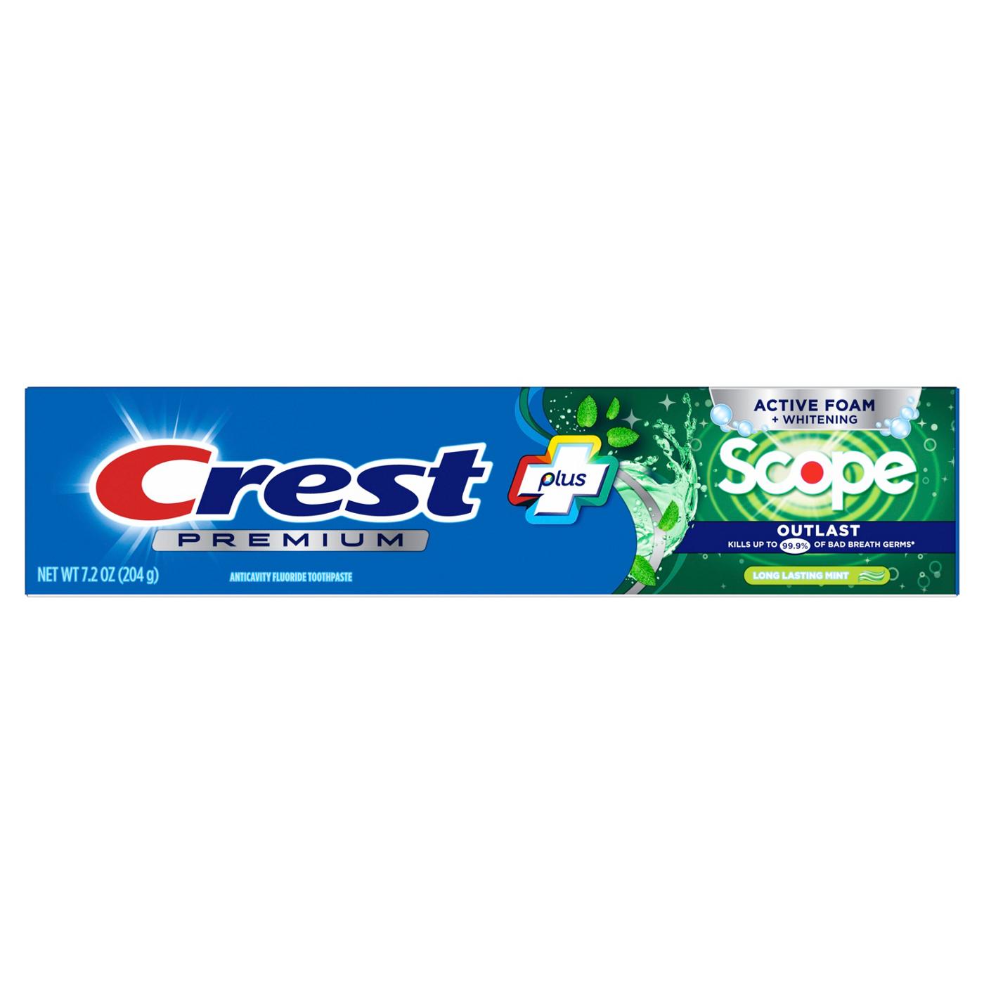 Crest Premium + Scope Outlast Active Foam Toothpaste - Long Lasting Mint; image 1 of 8