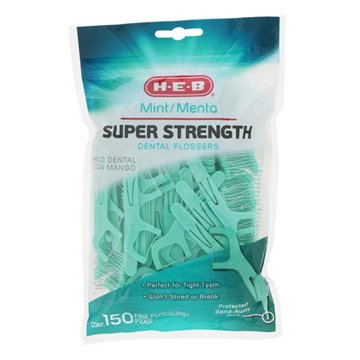 H-E-B Super Strength Dental Flossers Mint, 150 ct