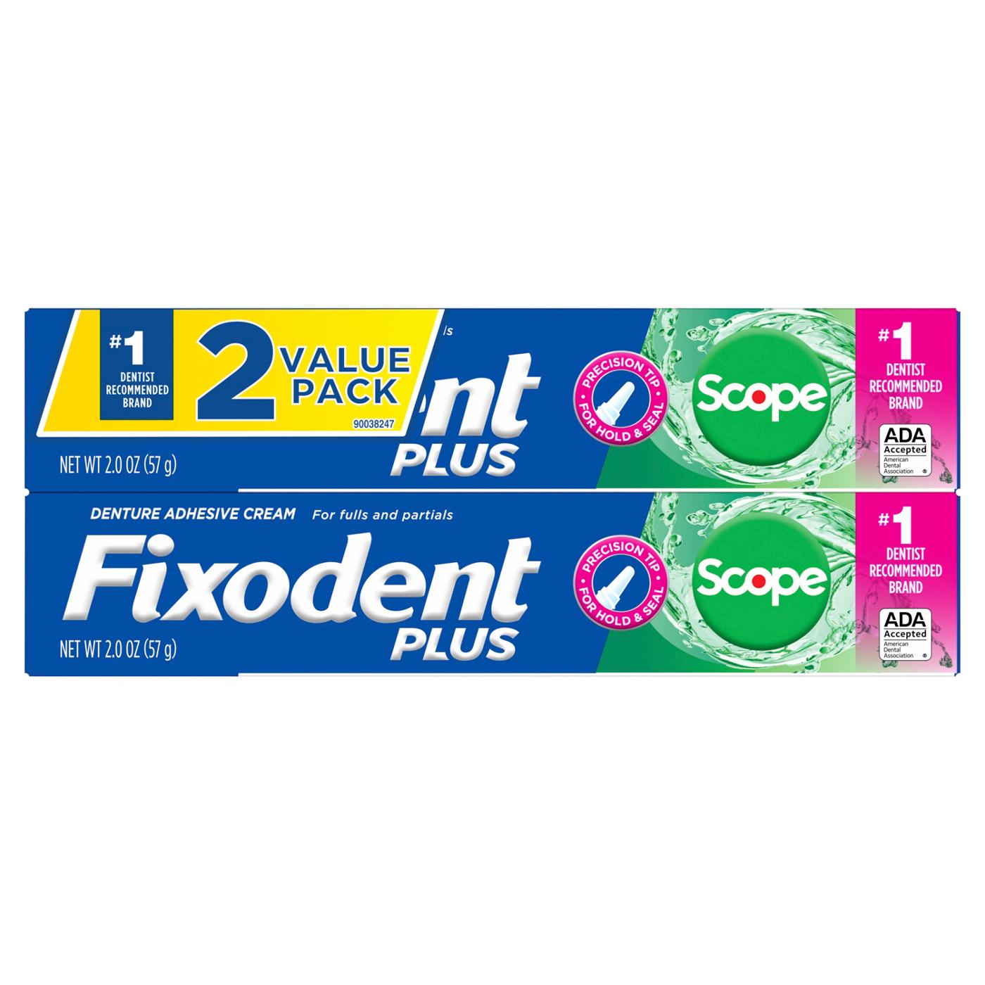 Fixodent Plus Scope Precision Hold & Seal Denture Adhesive Cream, 2 Pk; image 1 of 7