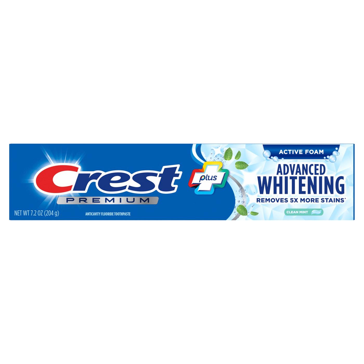 Crest Premium + Advanced Whitening Active Foam Toothpaste - Clean Mint; image 1 of 8