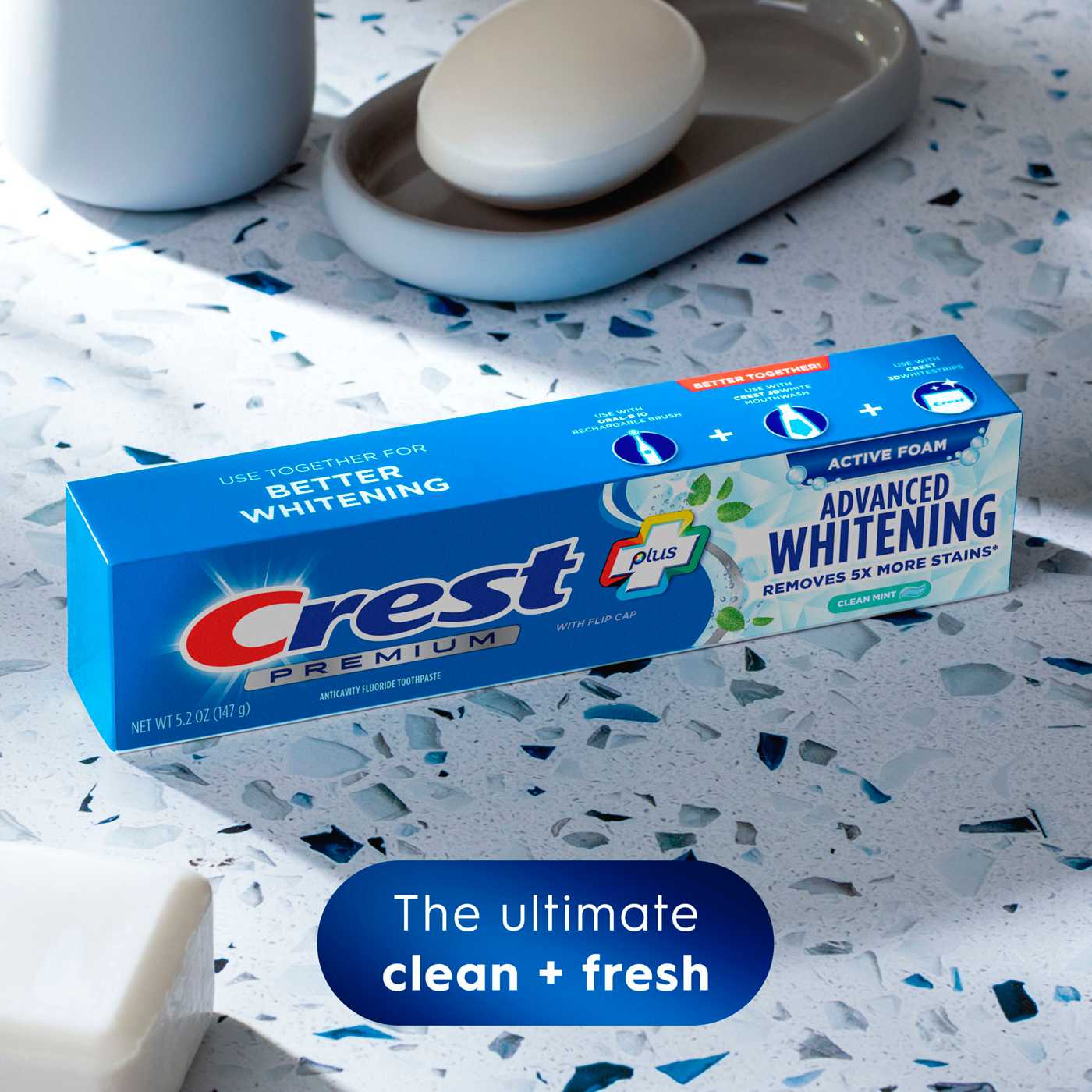 Crest Premium + Advanced Whitening Active Foam Toothpaste - Clean Mint; image 8 of 8