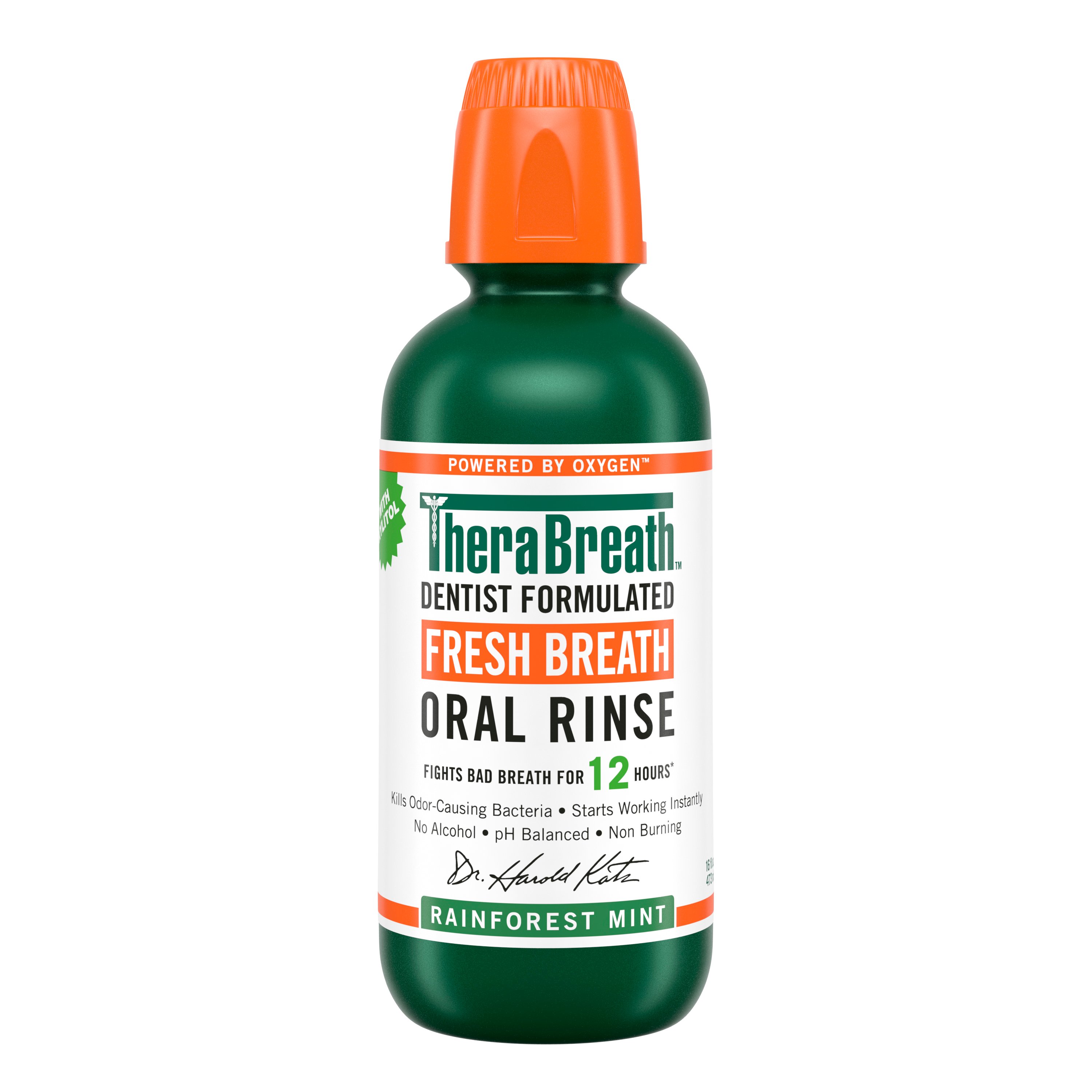 TheraBreath Fresh Breath Oral Rinse Rainforest Mint, 16 oz