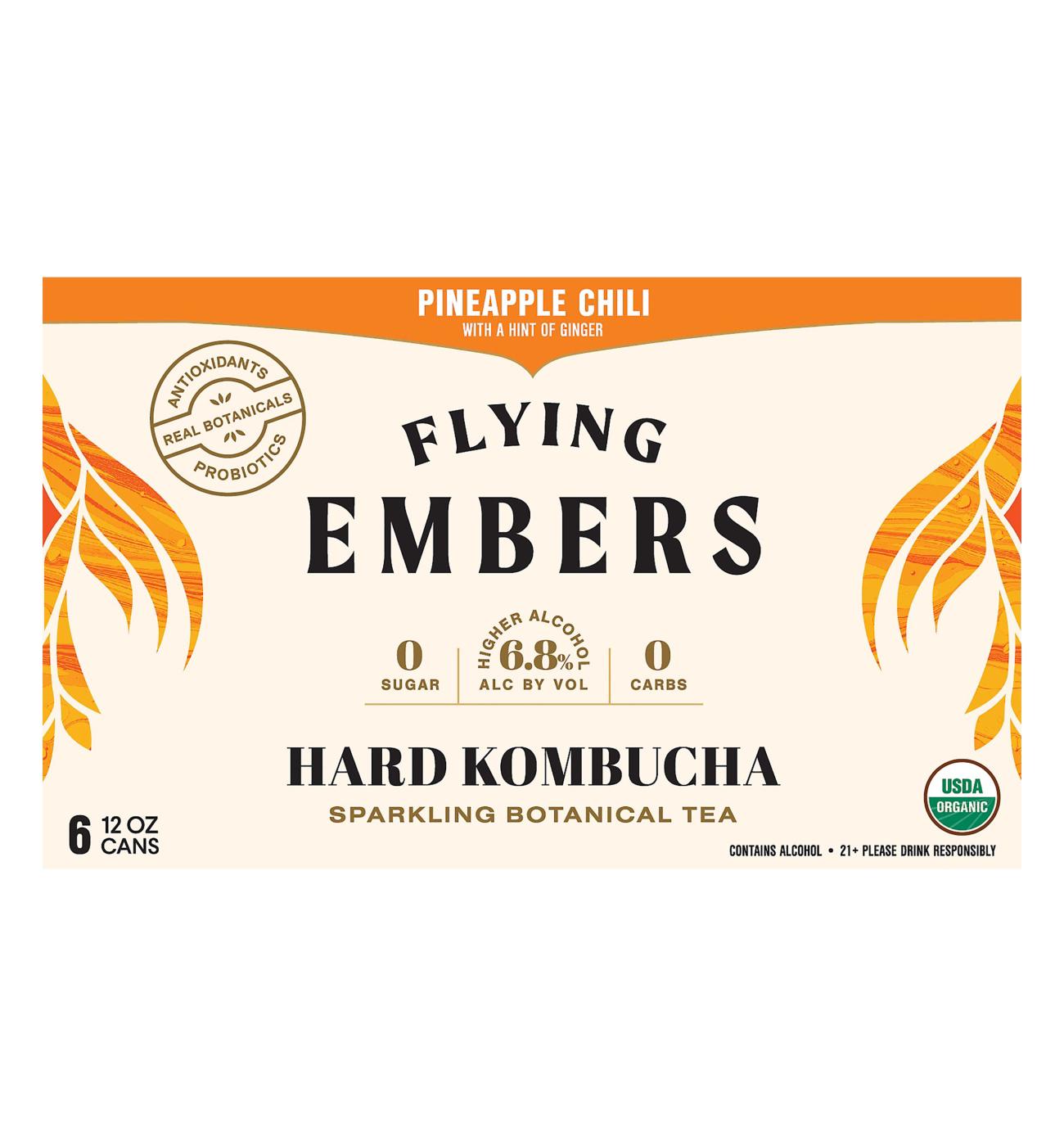 Flying Embers Pineapple Chili Hard Kombucha 12 oz Cans; image 2 of 2