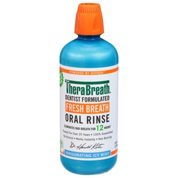 TheraBreath Fresh Breath Oral Rinse - Invigorating Icy Mint, 33.8 oz