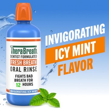 TheraBreath Fresh Breath Oral Rinse - Invigorating Icy Mint, 33.8 oz