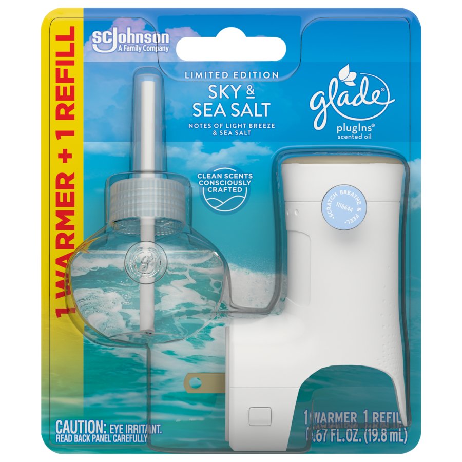 Glade PlugIns Warmer & Scented Oil Refill Sky & Sea Salt Shop