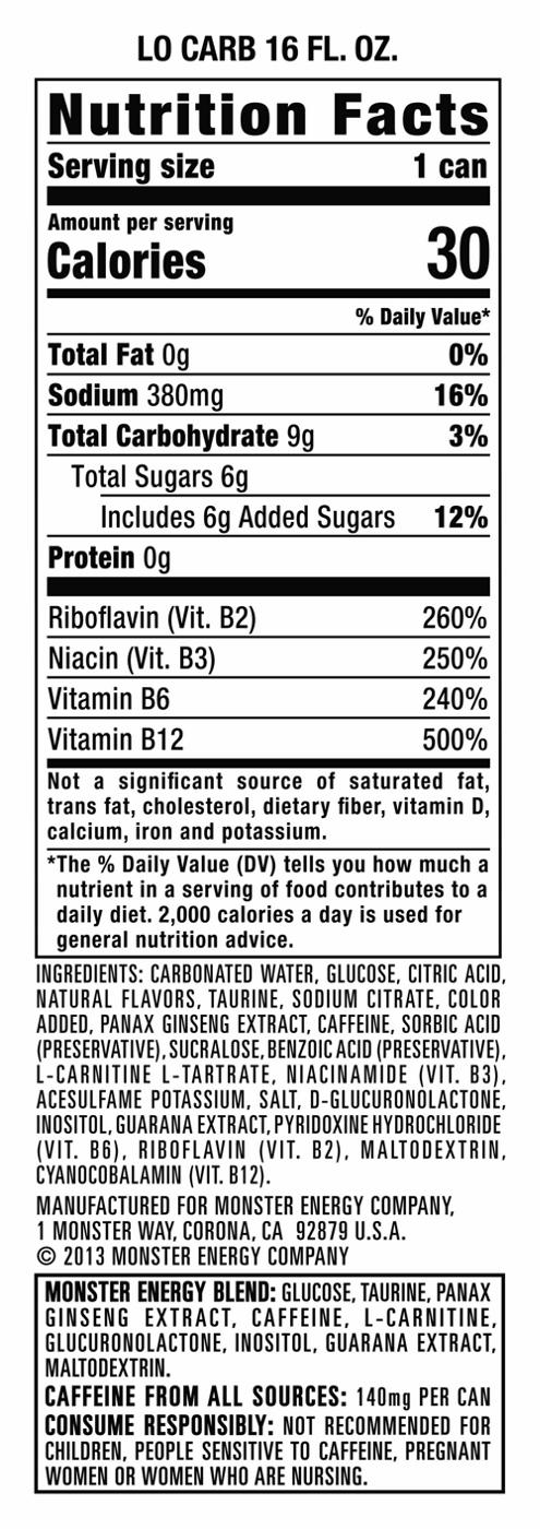 Monster Energy Lo-Carb Energy Drink 12 pk Cans; image 4 of 4