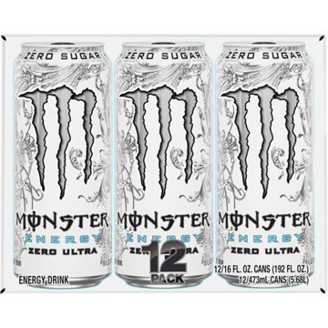 Monster Energy Zero Ultra Sugar Free Energy Drink 12 pk Cans