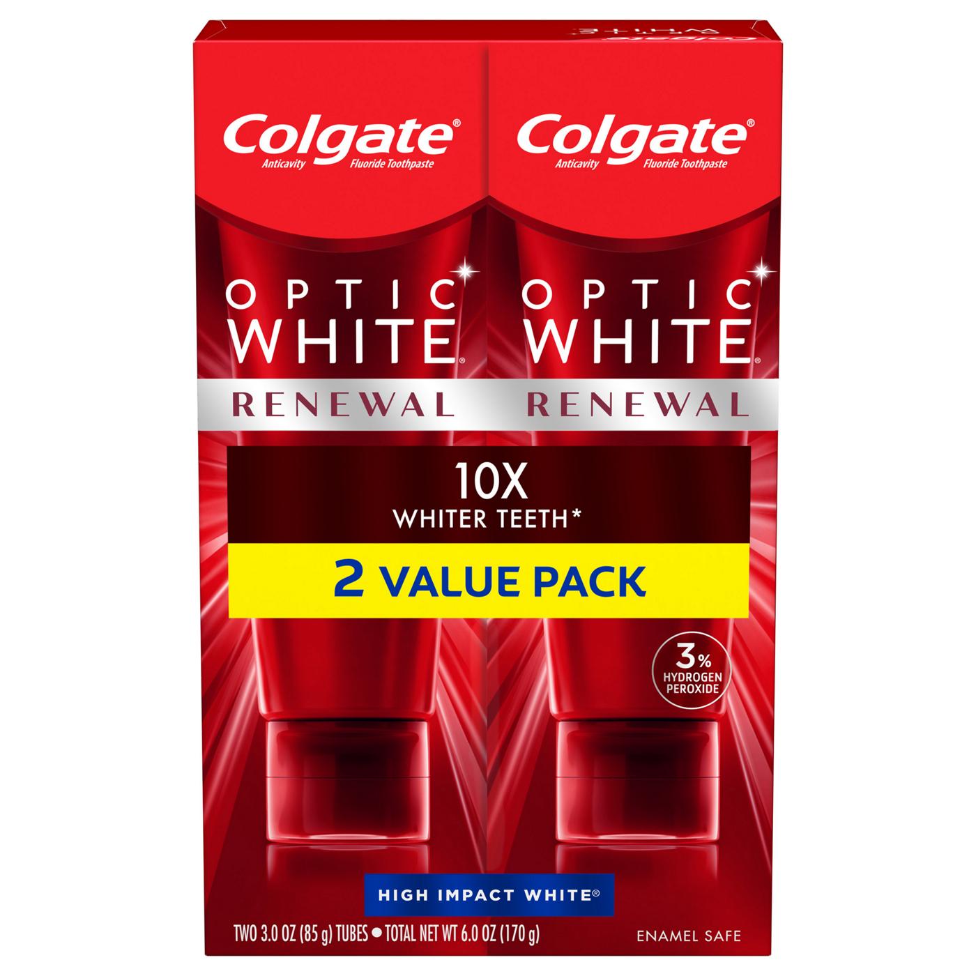 Colgate Optic White Renewal Anticavity Toothpaste - High Impact White, 2 Pk; image 1 of 8