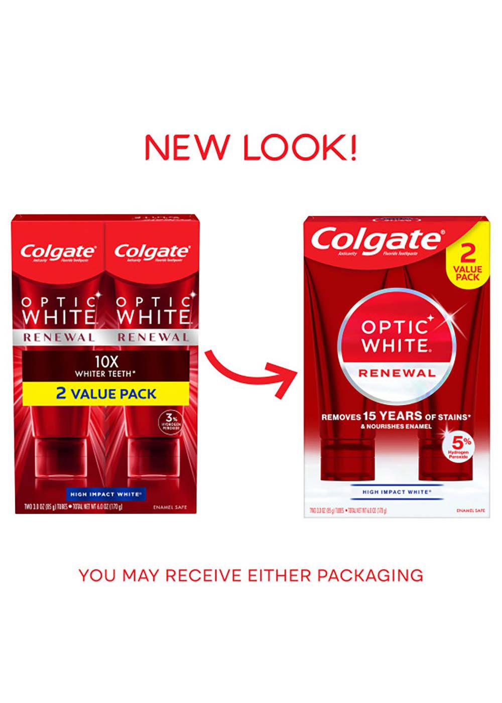 Colgate Optic White Renewal Anticavity Toothpaste - High Impact White, 2 Pk; image 3 of 8