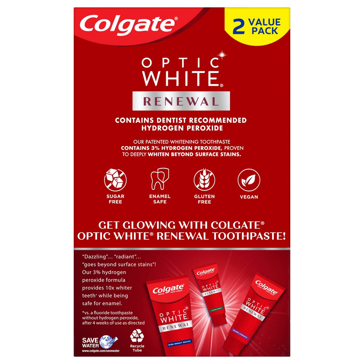 Colgate Optic White Renewal Anticavity Toothpaste - High Impact White, 2 Pk; image 6 of 8