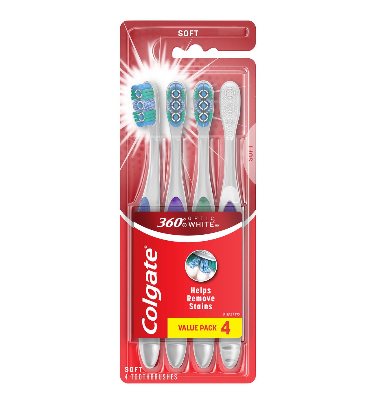 Colgate 360 Optic White Toothbrushes - Soft; image 1 of 9