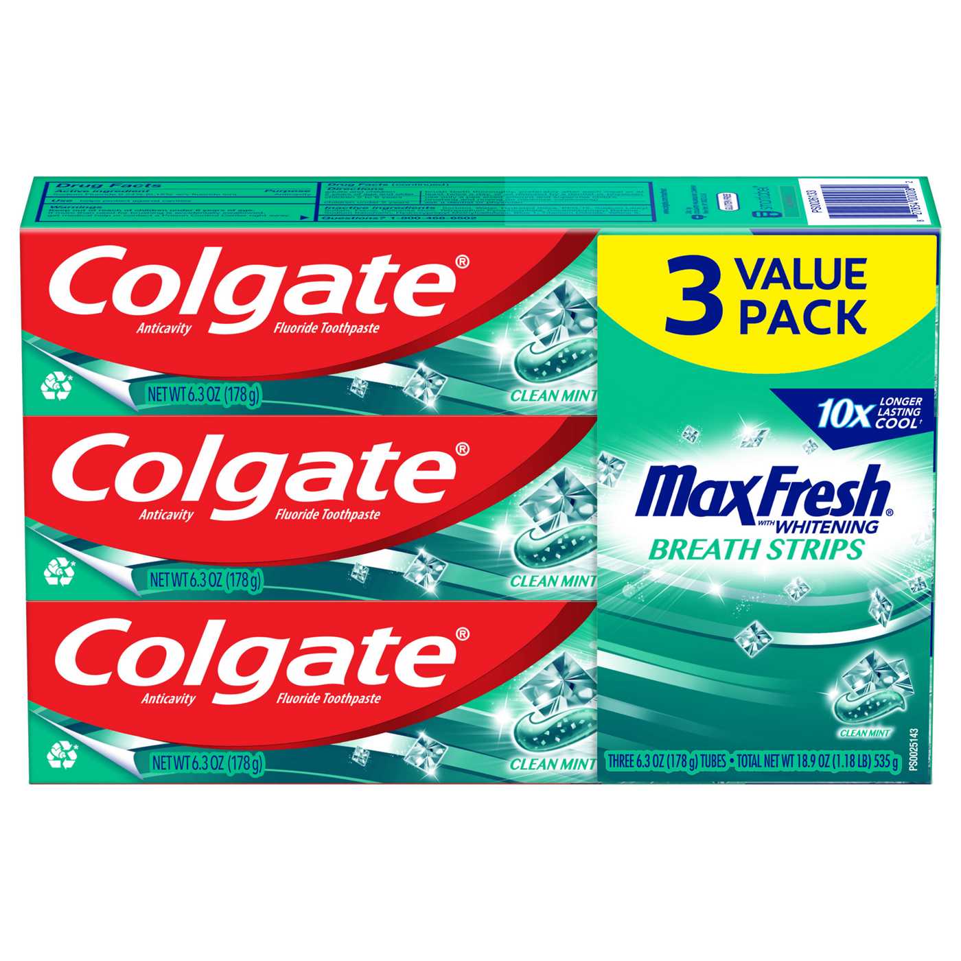 Colgate Max Fresh Anticavity Toothpaste - Clean Mint, 3 Pk; image 1 of 6