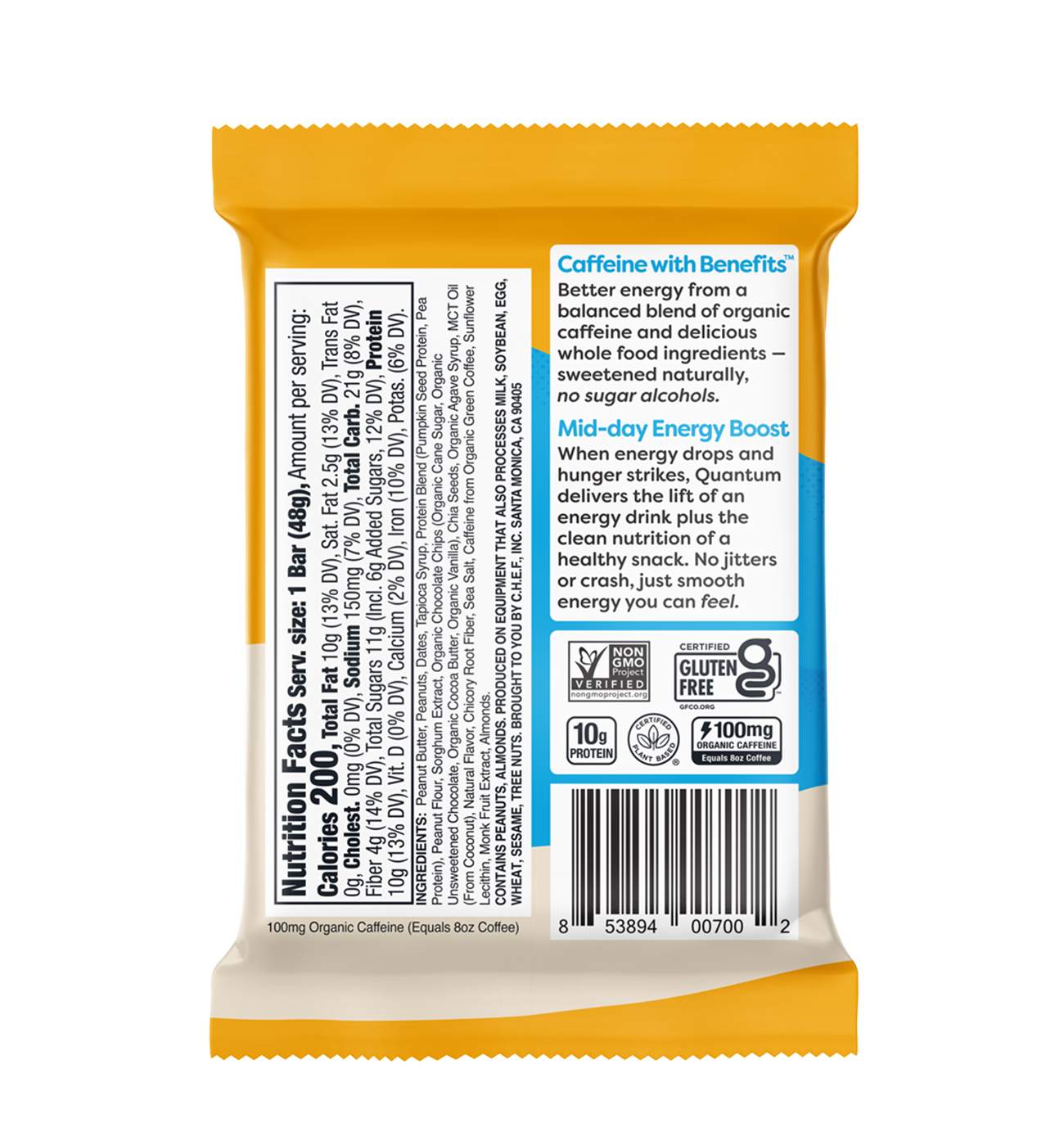 Quantum Energy Square Peanut Butter Dark Chocolate; image 2 of 2