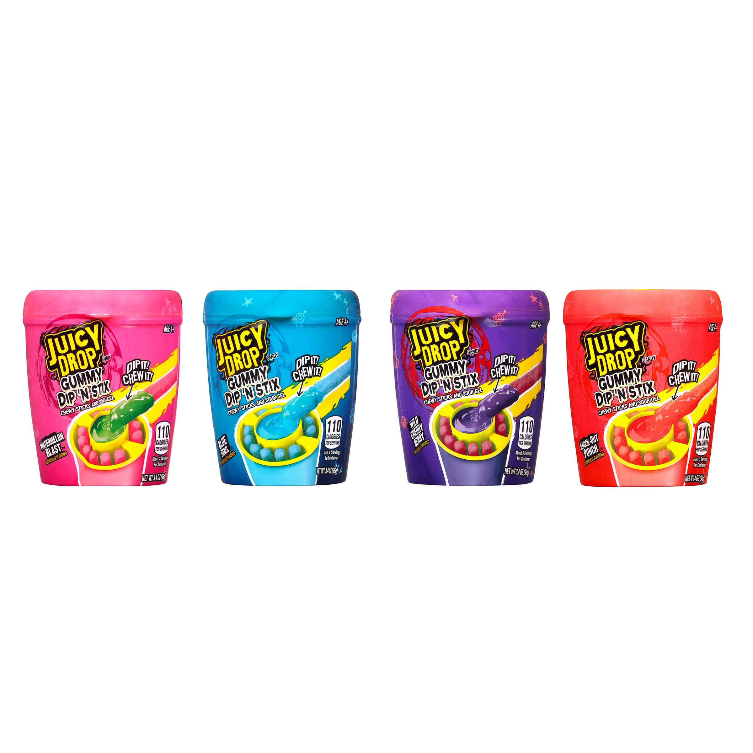 Juicy Drop Gummy Dip 'N Stix Candy, Assorted, 3.4 oz | Low Prices