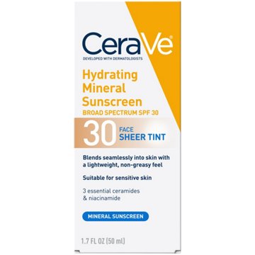 CeraVe Hydrating Mineral Sheer Tinted Face Sunscreen Broad Spectrum SPF 30 