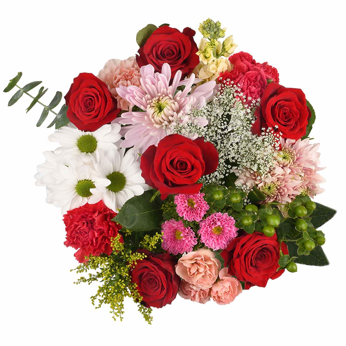 BLOOMS by H-E-B Country Charm Half Dozen Roses Hand-Tied Flower Bouquet ...